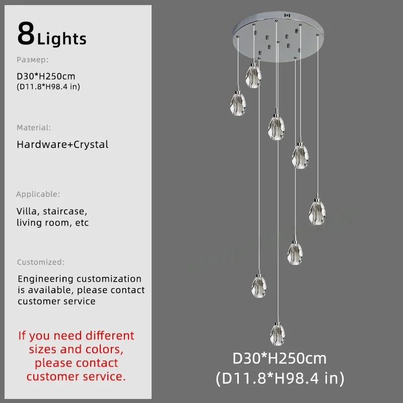 Afralia™ Crystal Chandelier Pendant Light for Modern Staircase & High Ceilings