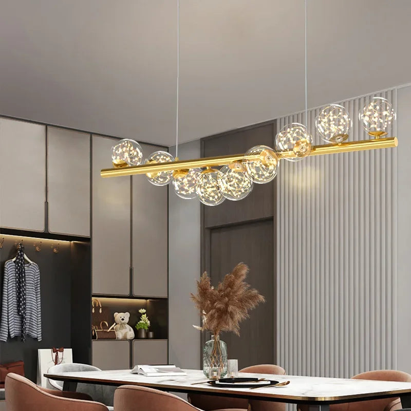 Afralia™ Glass Ball G9 LED Chandelier for Dining Room, Kitchen, Office & Front Desk