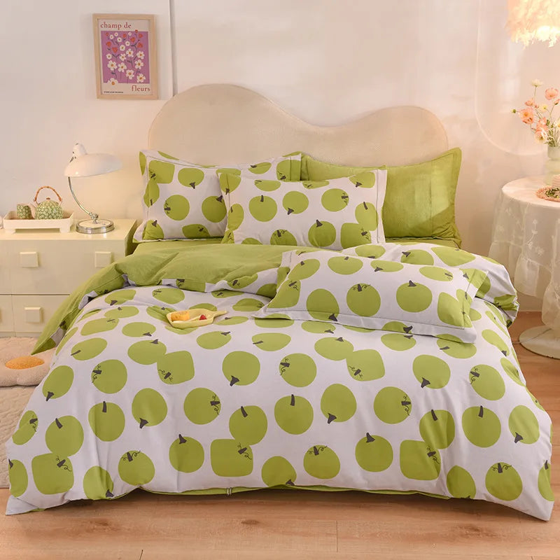 Afralia™ Flower Print Cotton Bedding Set: Warm & Cozy for Autumn/Winter comfort.