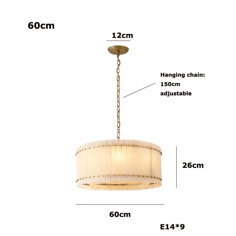 Afralia™ Marble Round LED Ceiling Chandelier Dimmable E14 Bulbs for Living Room