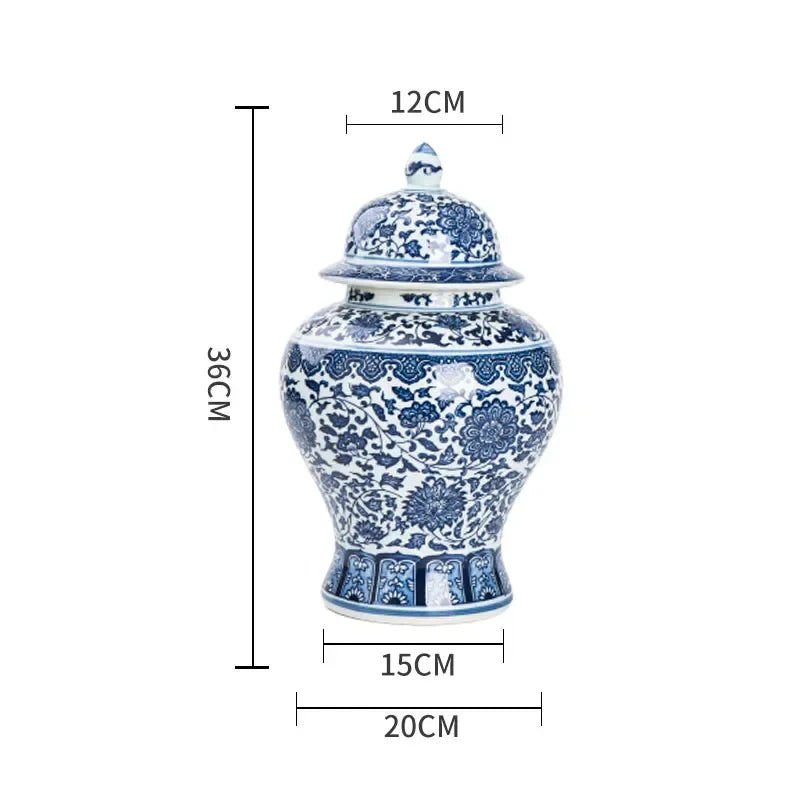Afralia™ Blue White Porcelain General Jar: Ceramic Tea Caddy Candy Pot Storage Container