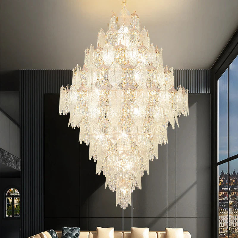 Afralia™ Modern Villa Rotating Crystal Chandelier