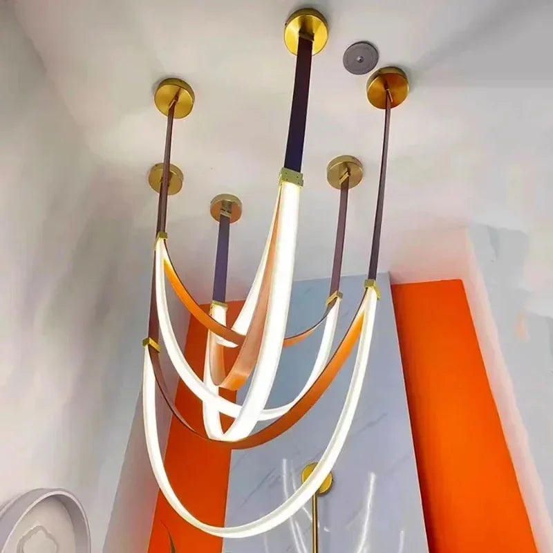 Afralia™ Nordic Belt LED Pendant Lights for Kitchen Island Living Room Chandelier