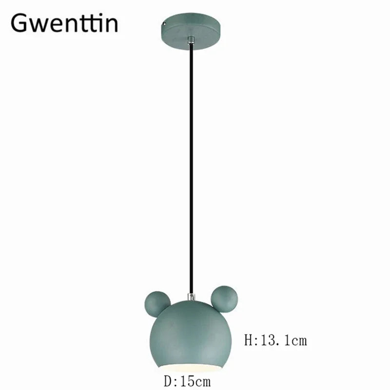 Afralia™ Cartoon Mouse Pendant Light: Nordic Iron Hanging Lamp for Children's Room, LED Lighting Fixtures