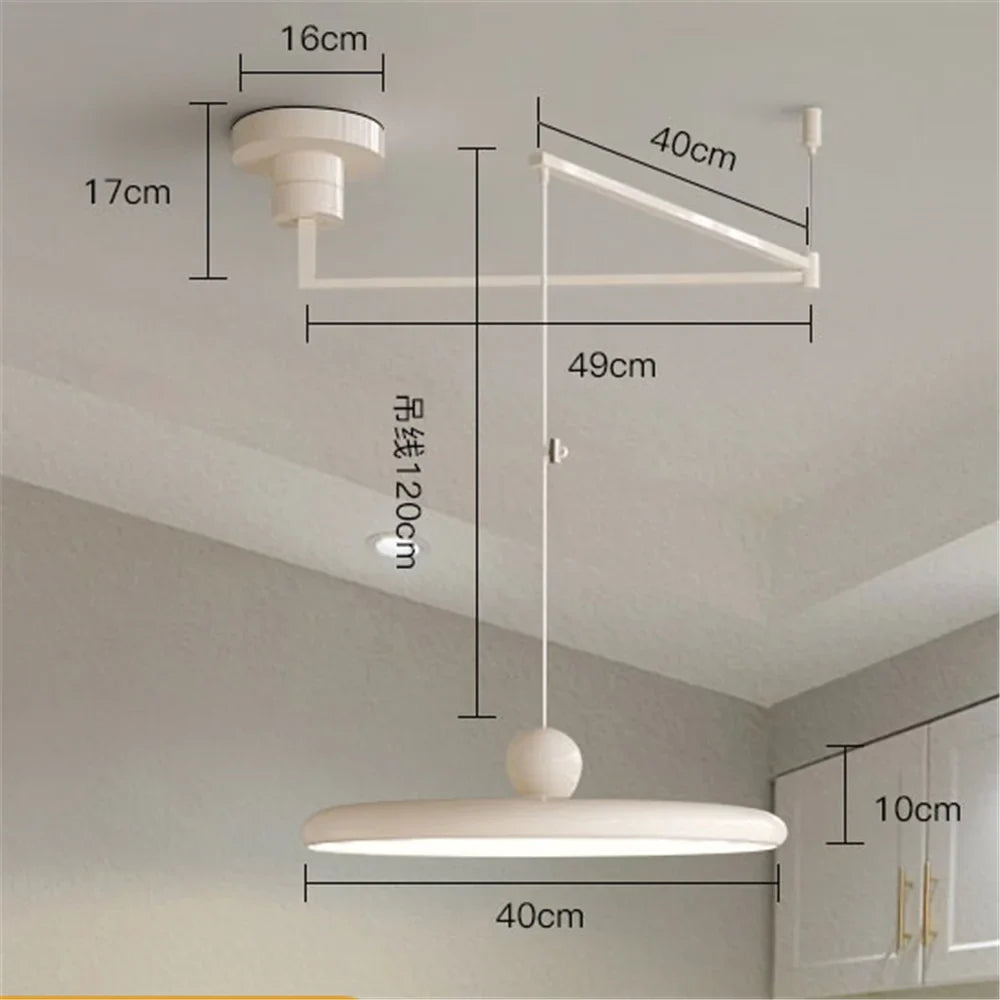 Afralia™ Cream Iron Art Chandelier LED Pendant Light for Bedroom Living Room