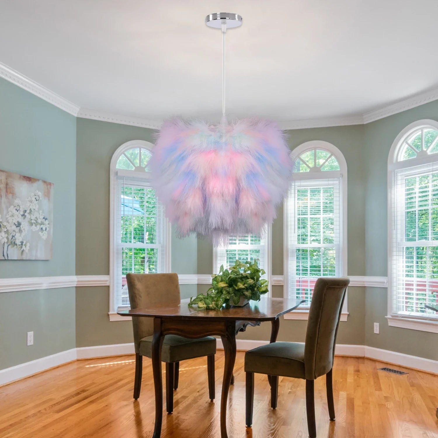 Fluffy Feather Pendant Light by Afralia™ - Nordic Chandelier for Living Room & Bedroom