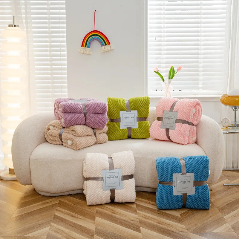 Afralia™ Rose Fleece Warm Blanket for Autumn Winter Beds - Thicken Imitation Lamb's Wool Blanket