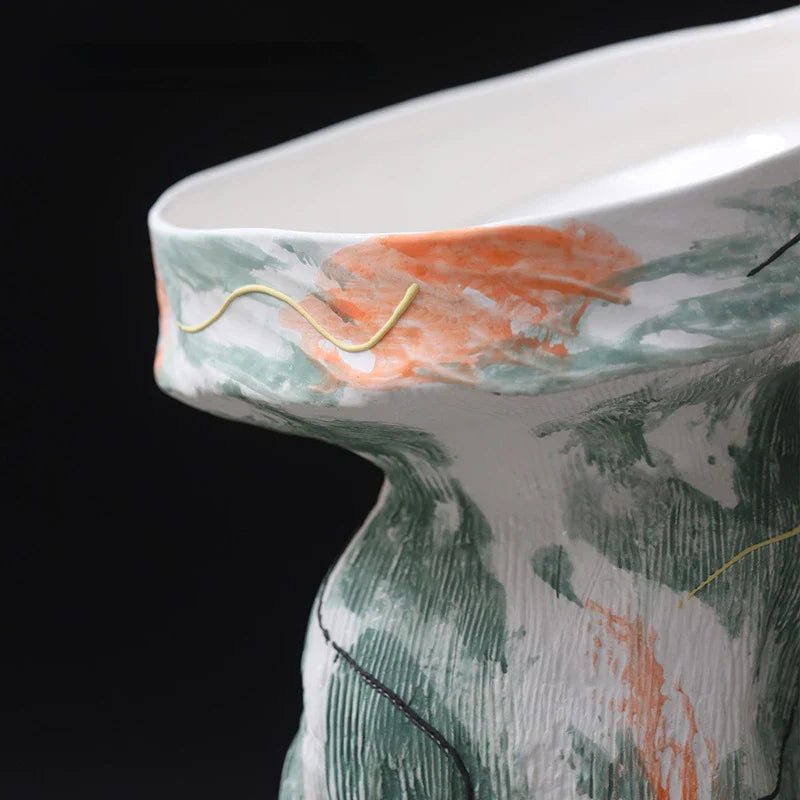 Afralia™ Abstract Irregular Pattern Ceramic Vase for Home Decoration
