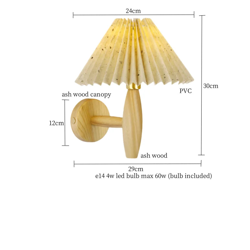 Afralia™ Cream PVC LED Wall Lamps Japanese Walnut Wood Applique Murale