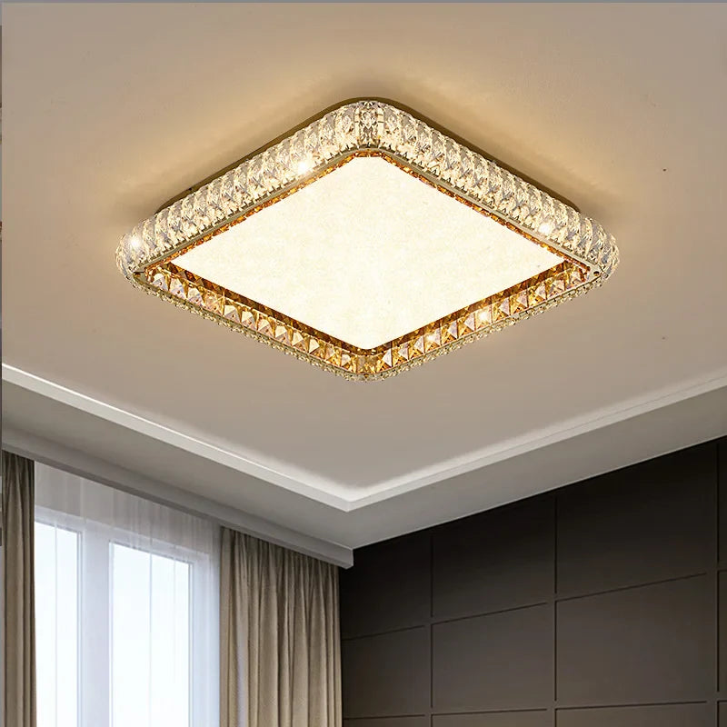 Afralia™ Crystal LED Ceiling Light Fixture Chandelier for Bedroom and Living Room