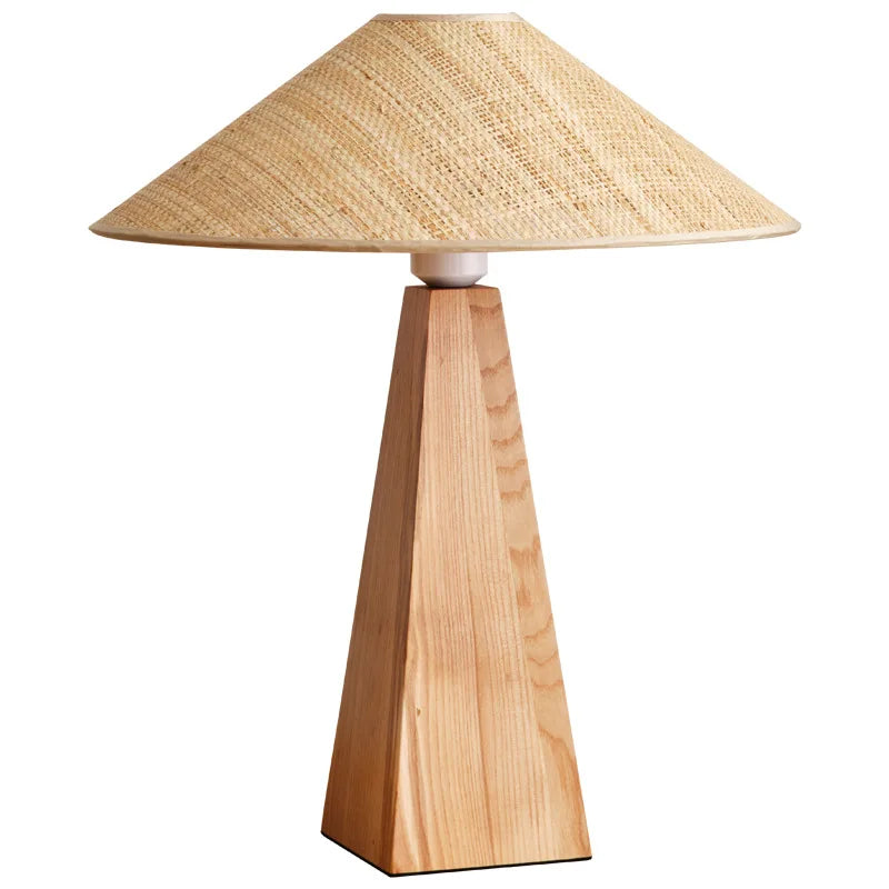 Afralia™ Vintage Japanese Style Solid Wood Desk Lamp for Study and Bedroom