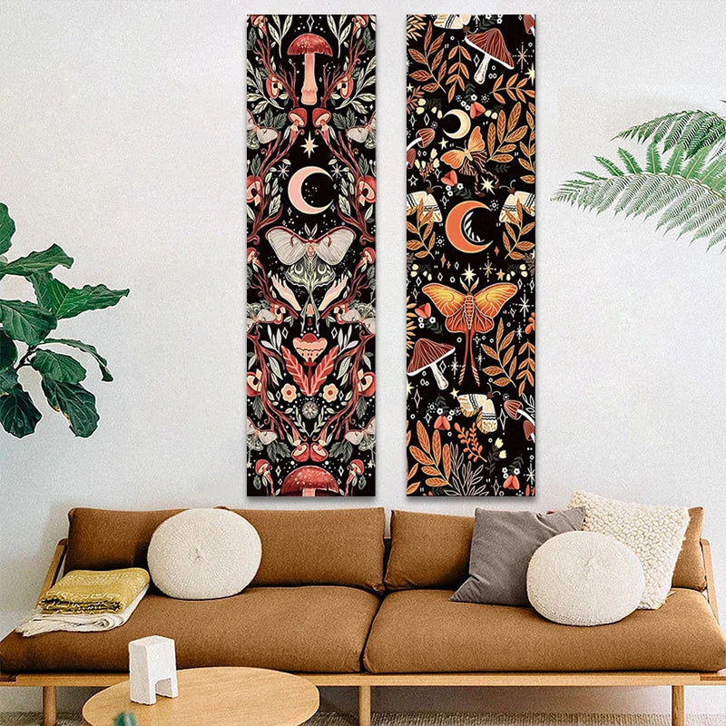 Moth & Moon Botanical Tapestry - Afralia™ Hippie Room Decor