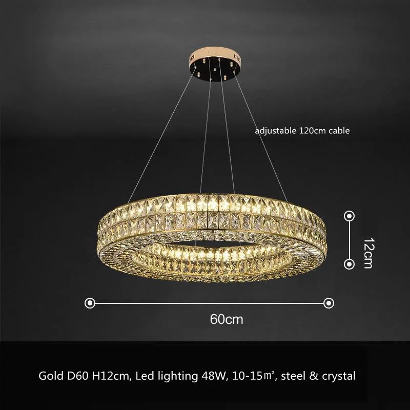 Afralia™ Crystal LED Pendant Light: Luxury Steel Hanging Lamp for Modern Foyer, Dining Room