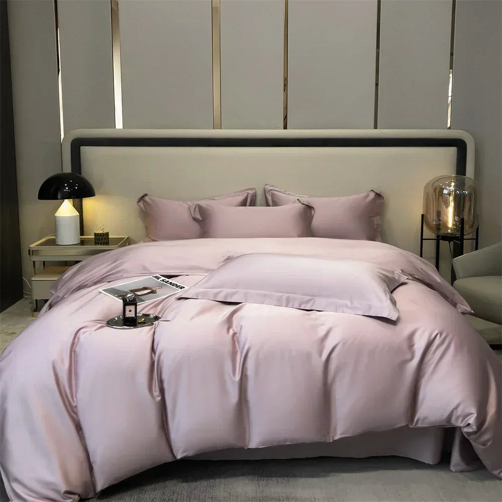 Afralia™ Solid Color Egyptian Cotton Bedding Set - Sheet, Pillowcase, Comforter Cover