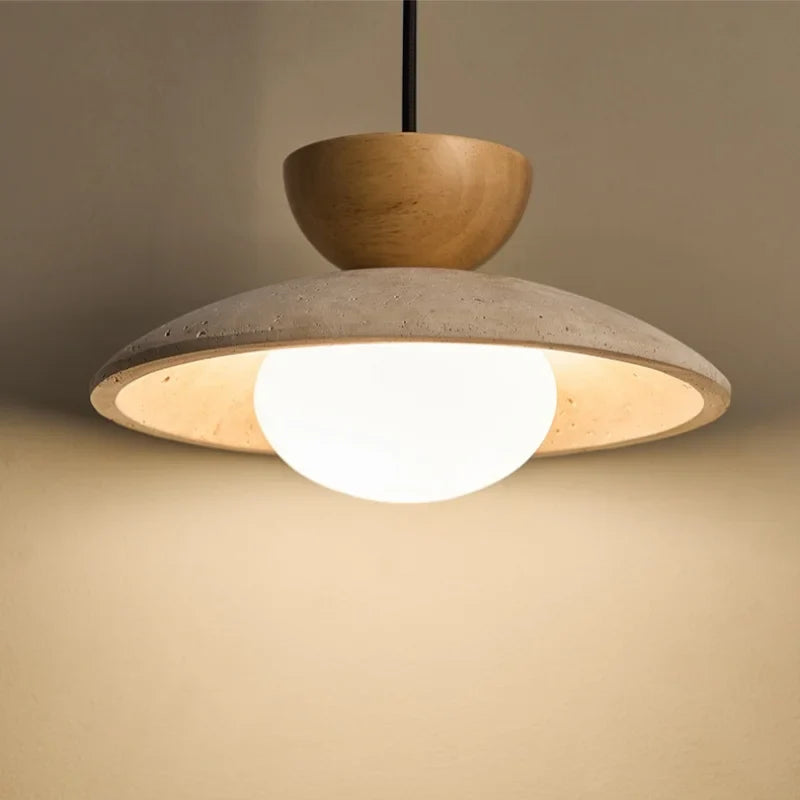 Afralia™ Yellow Travertine LED Pendant Light Glass Hanging Lamp for Modern Home Decor
