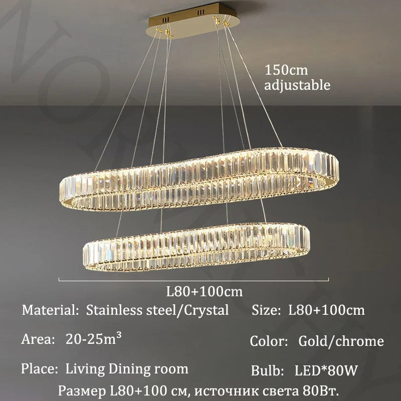 Afralia™ Luxury Crystal Pendant Chandelier for Home Dining Room Bar LED Decor