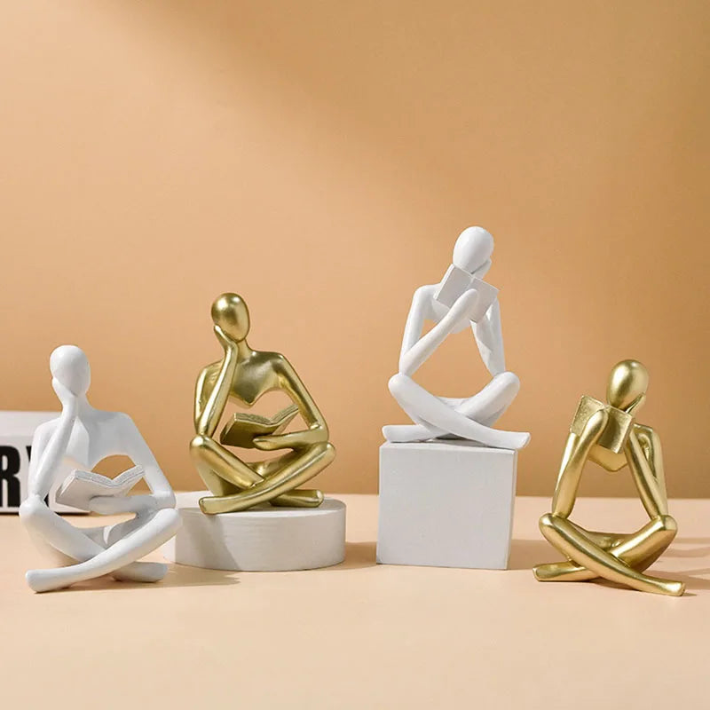 Afralia™ Resin Women Thinker Figurine: Modern Office Desk Bookshelf Decoration Sculpture