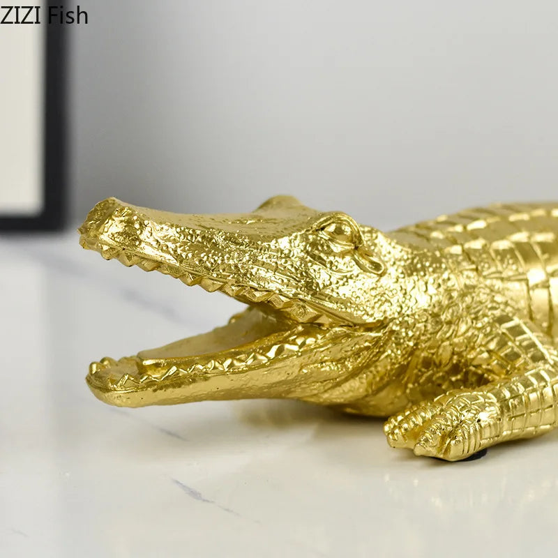 Afralia™ Crocodile Resin Sculpture Desk Decoration: Creative Ornaments for Aesthetic Home Decor