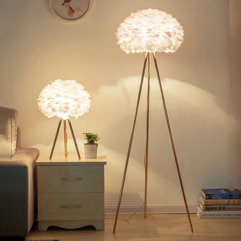 Afralia™ Nordic Feather Floor Lamp for Bedroom and Living Room Lighting