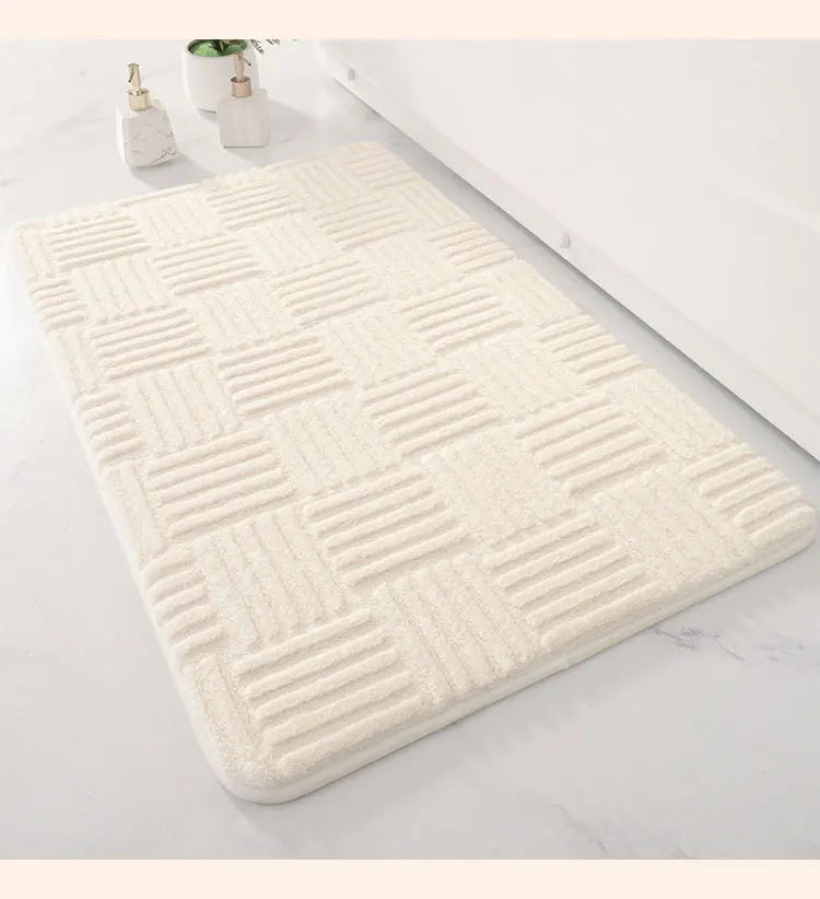 Afralia™ Cotton Velvet Striped Floor Mat: Soft & Non-Slip Bathroom Carpet