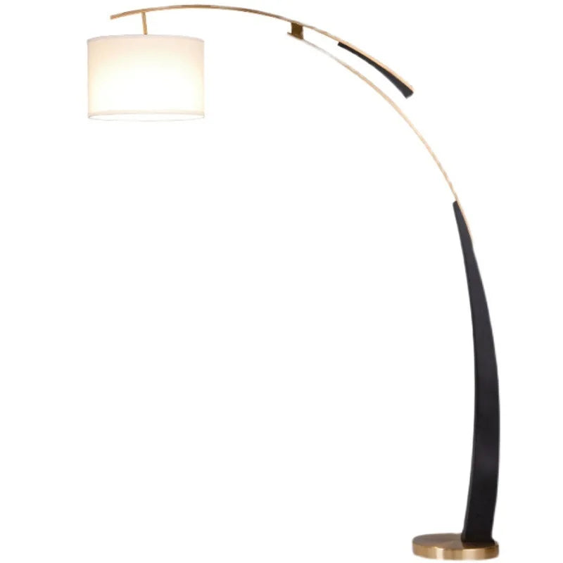 Afralia™ Adjustable Metal Floor Lamp with White Cloth Shade & Long Arm for Living Room