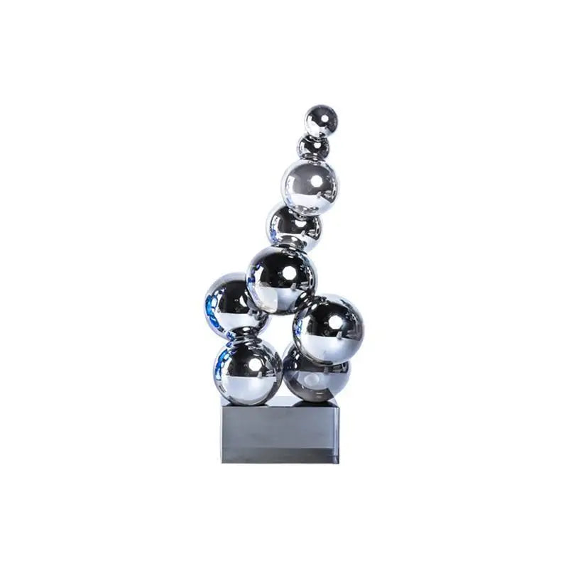 Afralia™ Geometric Crystal Sculpture Silver Ball Home Decor Figurine