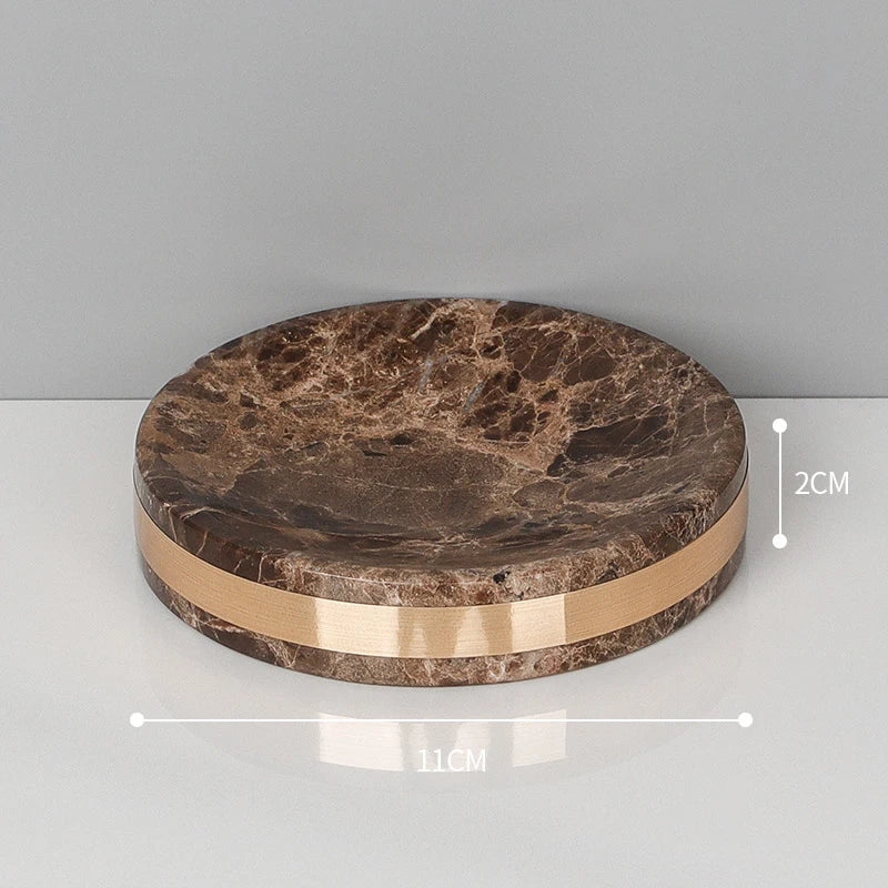 Afralia™ Emperador Dark Marble Bathroom Set: Toothbrush Holder, Soap Dispenser, Luxury Accessories