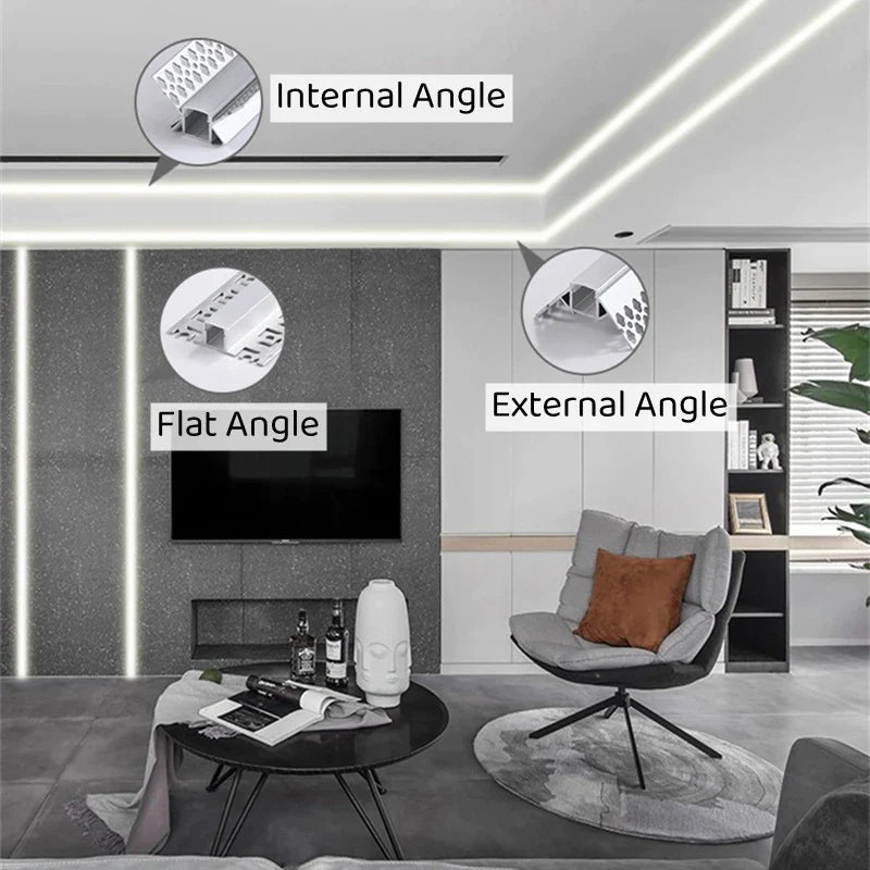Afralia™ Black LED Aluminum Profile for Invisible Ceiling Light Strip Bar