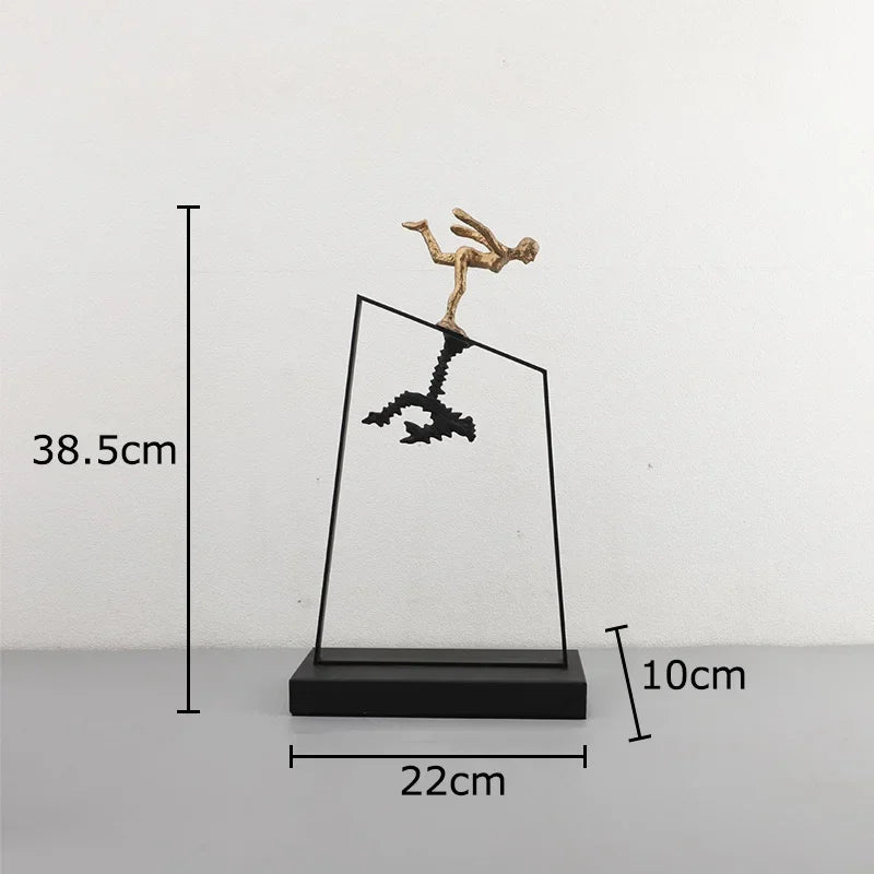 Afralia™ Skating Dancer Cast Iron Sculpture for Desk Decoration and Room Aesthetic