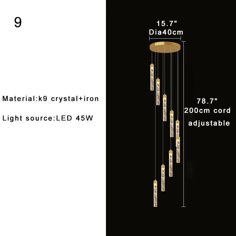 Afralia™ Crystal Chandelier for Two-storey Foyer & Circular Stairwell