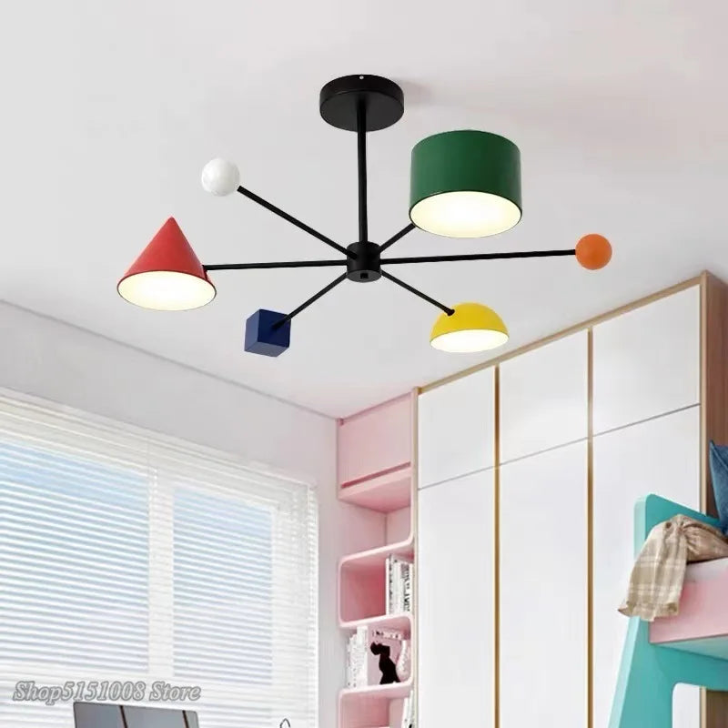 Afralia™ Modern Macaron LED Chandelier: Kids Room Decor, Indoor Hanging Light Fixtures