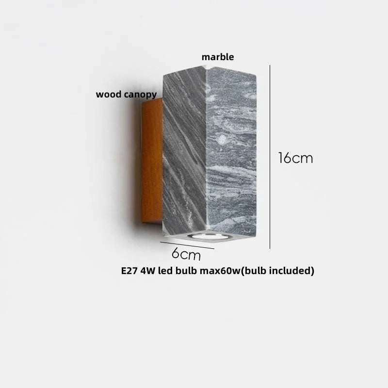 Afralia™ Nordic LED Wall Sconce Marble Wood Canopy Vanity Light