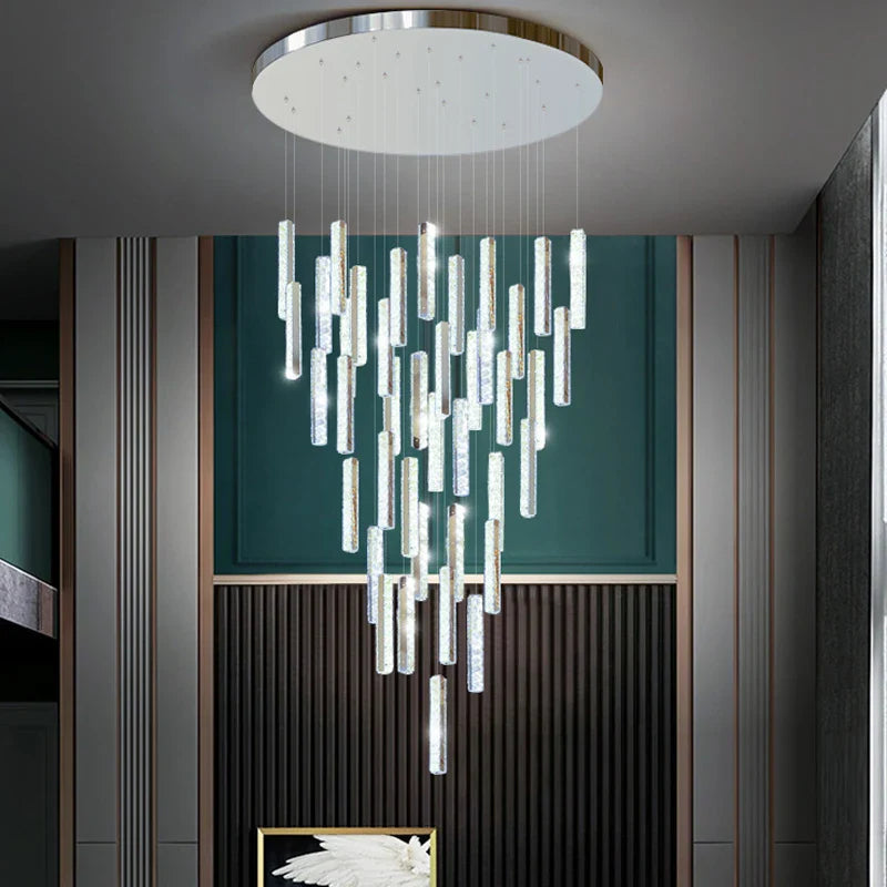 Afralia™ Modern Crystal Chandelier Villa Lighting - Chrome Gold Stainless Steel Dining Table LED Chandelier