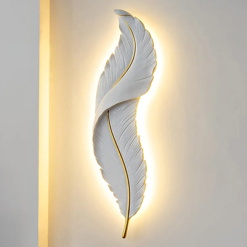 Afralia™ Nordic LED Feather Wall Lamp for Living Room Bedroom Modern Interior Decor