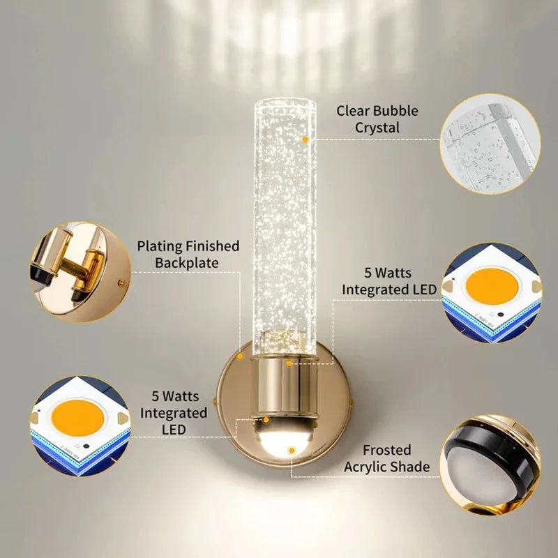 Afralia™ Bubble Crystal LED Wall Sconces for Home Indoor Decor