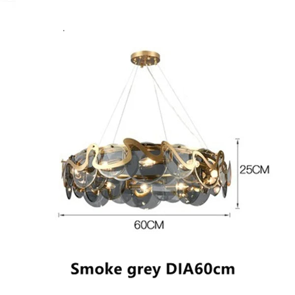 Afralia™ Round Glass Pendant Chandelier: High-End Wrought Iron LED Lighting for Dining Room & Kitchen