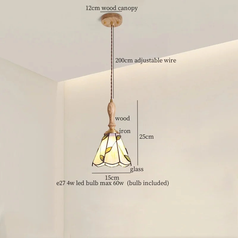 Afralia™ Tiffany Style Colorful Glass LED Pendant Light for Bar Loft Cafe Bedroom