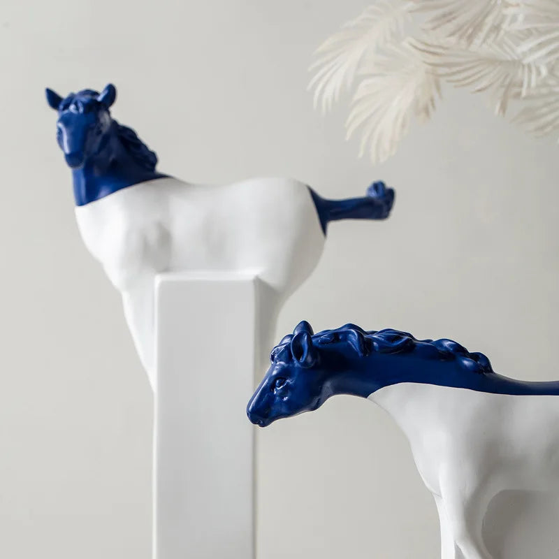 Afralia™ Resin Horse Statue Abstract Sculpture Figurine Home Decor Art Ornament