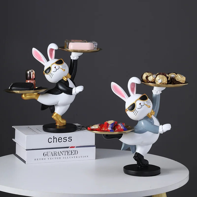 Afralia™ Resin Rabbit Sculpture: Bunny Storage Box & Key Holder Home Decor