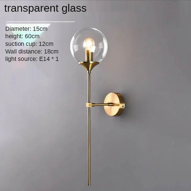 Afralia™ Glass Ball Sconce Light for Bedroom Living Room