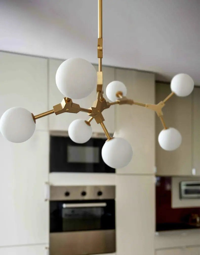 Afralia™ Modern Glass Ball Chandelier LED Pendant Lamp for Dining Table and Bar