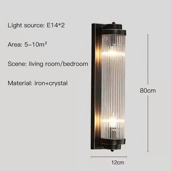 Afralia™ Crystal Wall Sconce: Copper LED Bedroom Lighting for TV Background, Dining Room