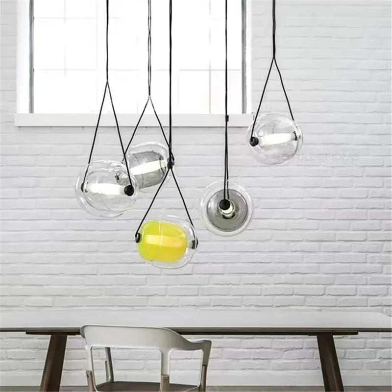 Afralia™ Czech Glass Capsule Pendant Light for Colorful LED Restaurant Bar Chandelier