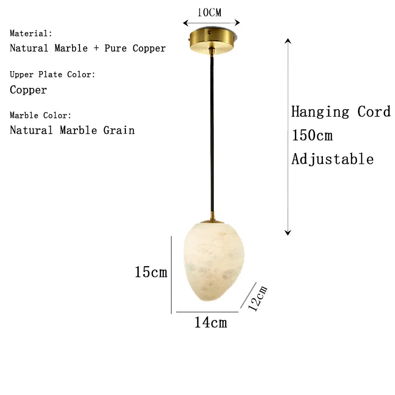 Afralia™ Alabaster Marble Pendant Light LED Chandelier for Modern High-End Spanish Decor