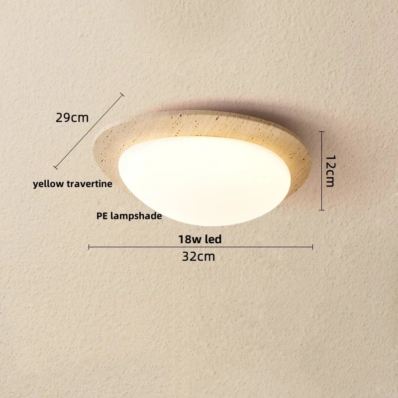 Afralia™ White LED Ceiling Light Fixture | Wabi Sabi Yellow Cave Stone Decor