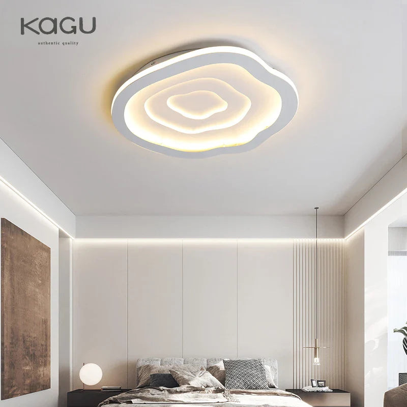 Afralia™ Modern LED Ceiling Chandelier for Living Room Bedroom Kitchen Study, White Dimmable Remote Control Light Fixtures