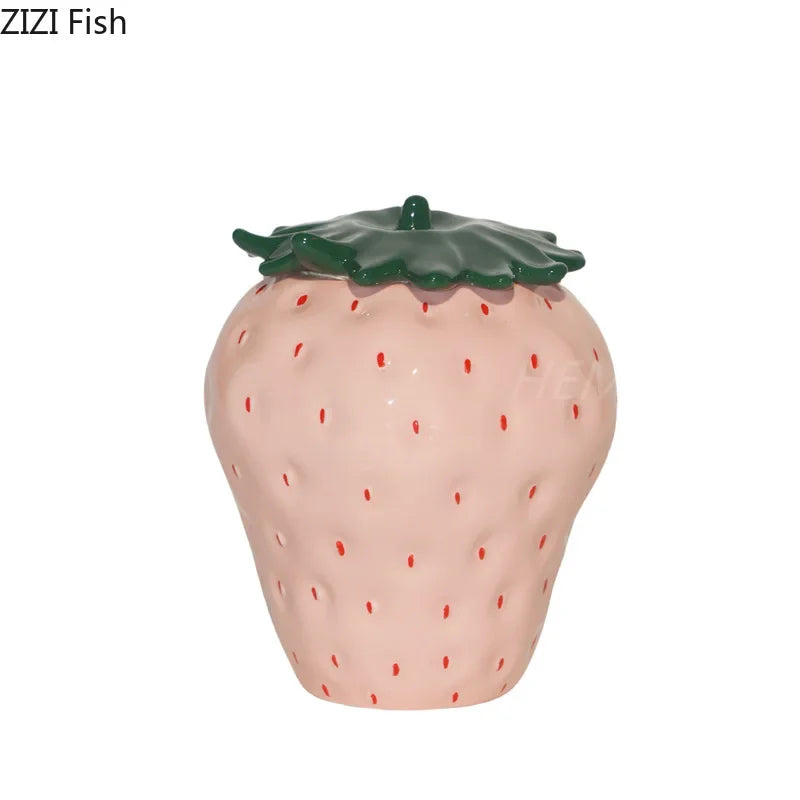 Afralia™ Strawberry Ceramic Food Storage Jar with Seal for Kitchen Organization