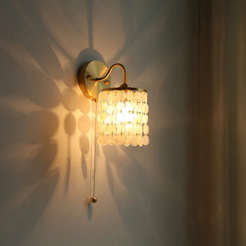 Afralia™ Conch Copper LED Wall Light Fixture with Pull Chain Switch