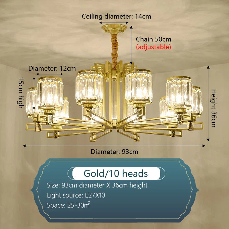 Afralia™ Crystal Chandelier: Elegant Chinese Style Lighting for Living Room, Bedroom, and Study