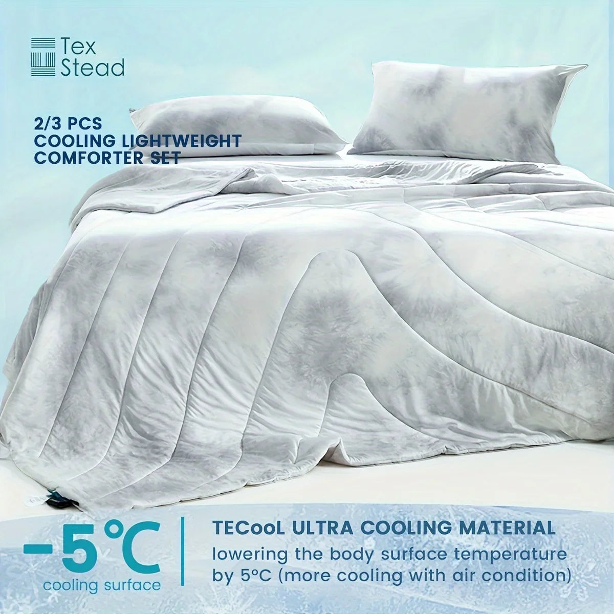 Afralia™ Tie-Dyed Wave Quilt Set: Summer Coolness (1 Quilt + 2 Pillowcases)